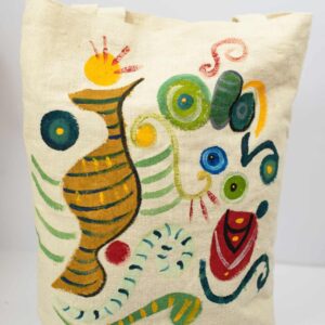Shopper in canapa con disegni fatti a mano ispirati ai quadri di Picasso