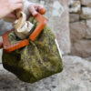 borsa jacquard con dettaglio in canapa