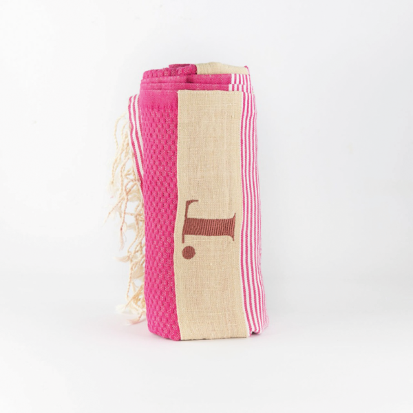 Telo mare in cotone e canapa fuxia