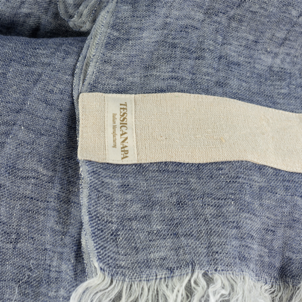 pashmina in lino e canapa blue navy dettaglio