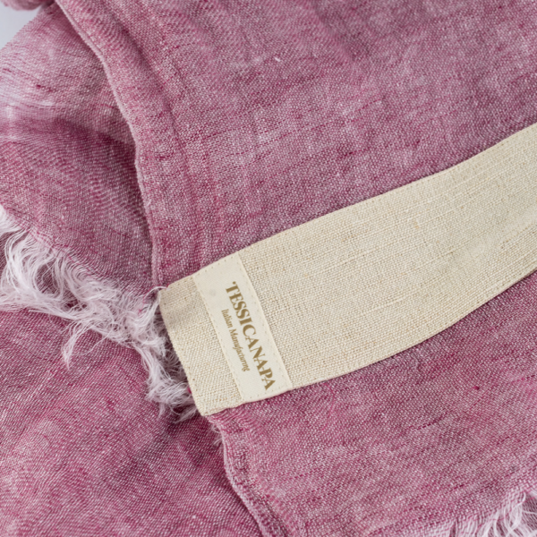 pashmina in lino e canapa fuxia dettaglio