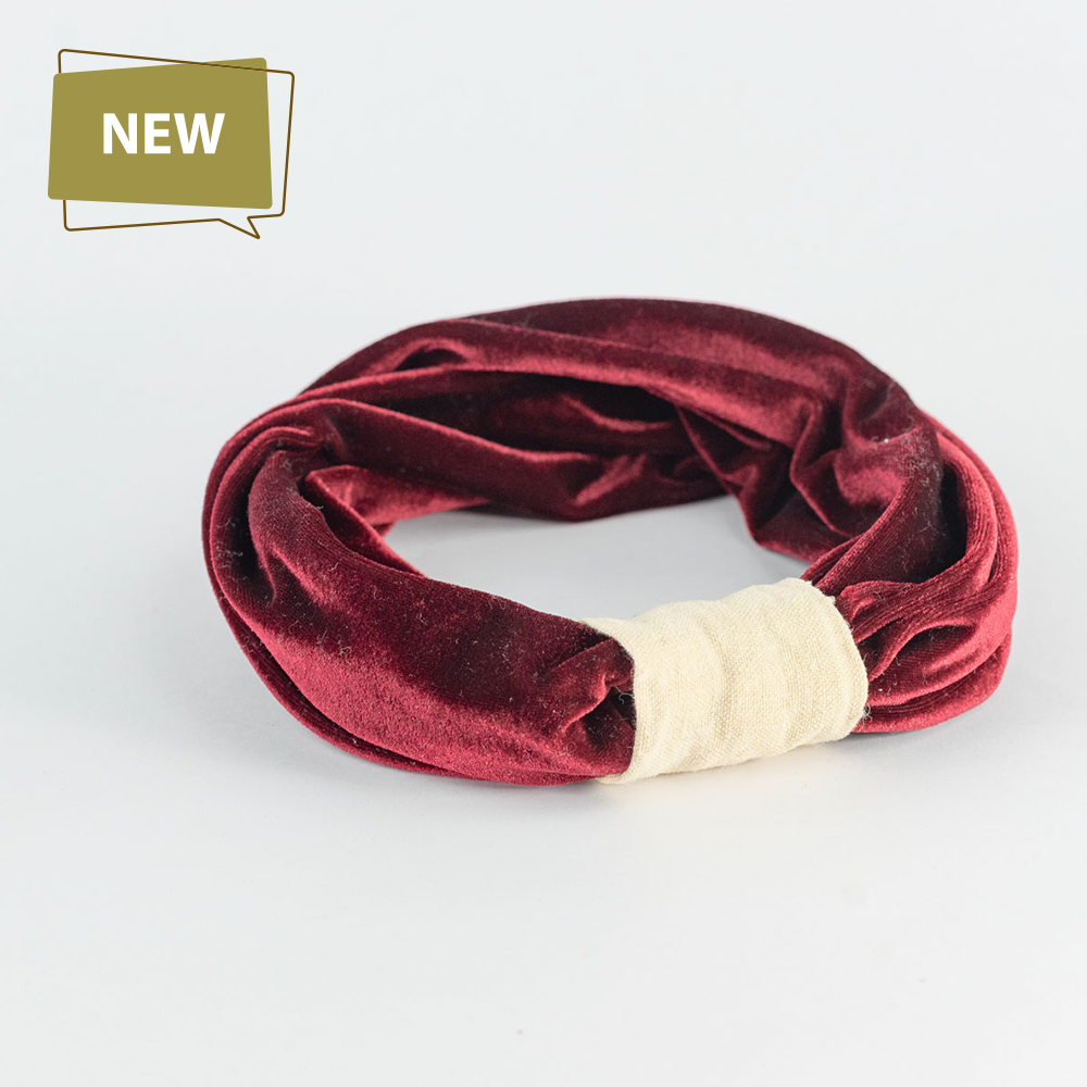 Fascia per capelli in velluto e canapa rossa tessicanapa new