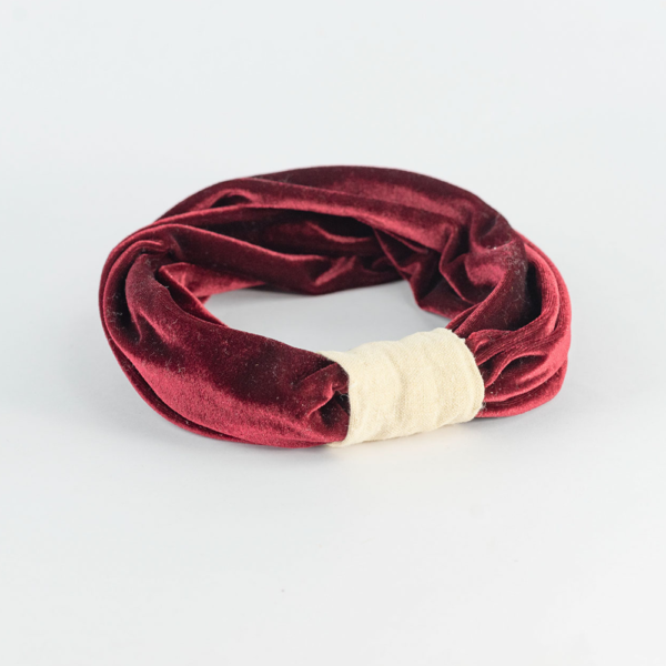 Fascia per capelli in velluto e canapa rossa tessicanapa