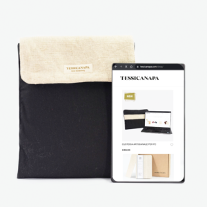 Custodia artigianale per tablet in canapa