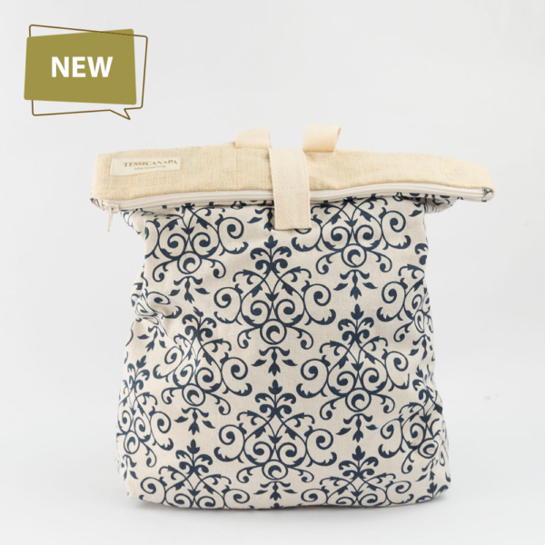 zaino in canapa blu arabesco new