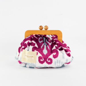 pochette maxi ikat fuxia e bianca